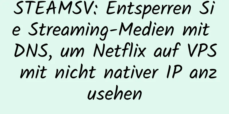 STEAMSV: Entsperren Sie Streaming-Medien mit DNS, um Netflix auf VPS mit nicht nativer IP anzusehen