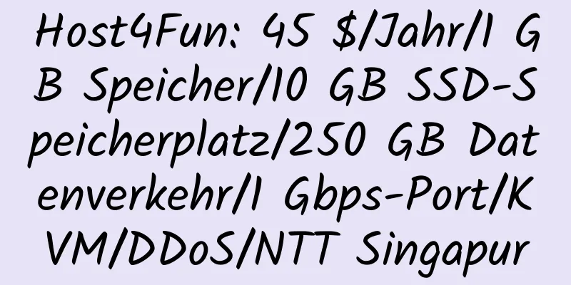 Host4Fun: 45 $/Jahr/1 GB Speicher/10 GB SSD-Speicherplatz/250 GB Datenverkehr/1 Gbps-Port/KVM/DDoS/NTT Singapur