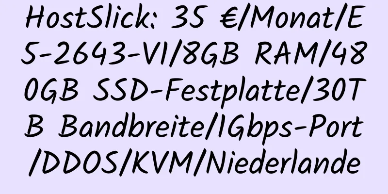 HostSlick: 35 €/Monat/E5-2643-V1/8GB RAM/480GB SSD-Festplatte/30TB Bandbreite/1Gbps-Port/DDOS/KVM/Niederlande