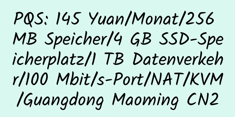 PQS: 145 Yuan/Monat/256 MB Speicher/4 GB SSD-Speicherplatz/1 TB Datenverkehr/100 Mbit/s-Port/NAT/KVM/Guangdong Maoming CN2