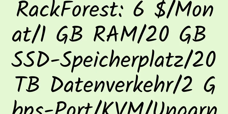 RackForest: 6 $/Monat/1 GB RAM/20 GB SSD-Speicherplatz/20 TB Datenverkehr/2 Gbps-Port/KVM/Ungarn