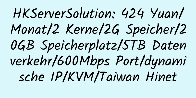 HKServerSolution: 424 Yuan/Monat/2 Kerne/2G Speicher/20GB Speicherplatz/5TB Datenverkehr/600Mbps Port/dynamische IP/KVM/Taiwan Hinet