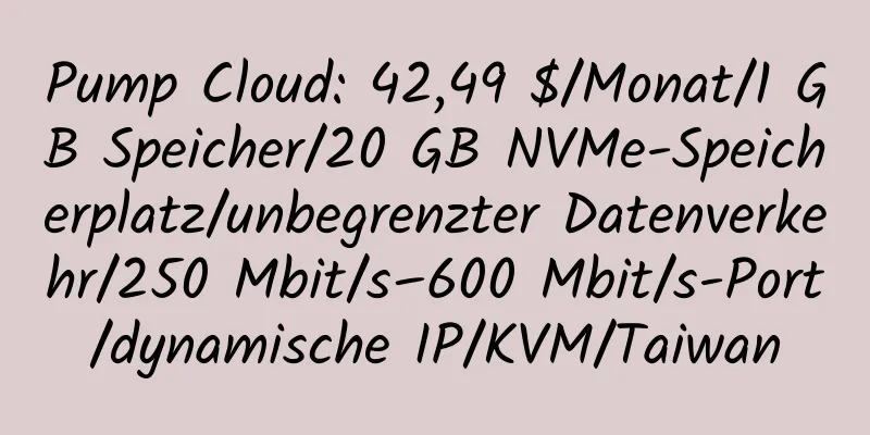 Pump Cloud: 42,49 $/Monat/1 GB Speicher/20 GB NVMe-Speicherplatz/unbegrenzter Datenverkehr/250 Mbit/s–600 Mbit/s-Port/dynamische IP/KVM/Taiwan