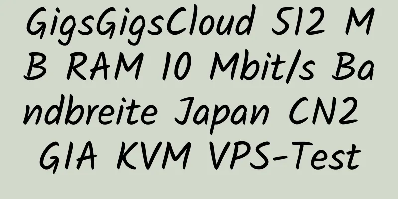 GigsGigsCloud 512 MB RAM 10 Mbit/s Bandbreite Japan CN2 GIA KVM VPS-Test