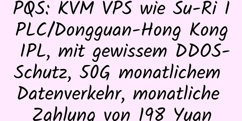 PQS: KVM VPS wie Su-Ri IPLC/Dongguan-Hong Kong IPL, mit gewissem DDOS-Schutz, 50G monatlichem Datenverkehr, monatliche Zahlung von 198 Yuan