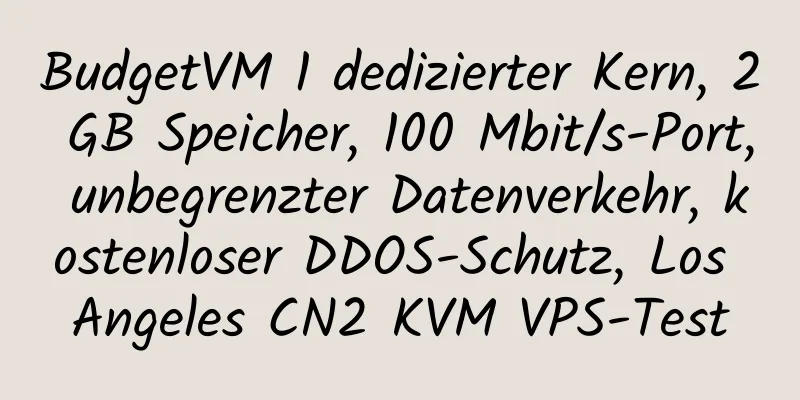 BudgetVM 1 dedizierter Kern, 2 GB Speicher, 100 Mbit/s-Port, unbegrenzter Datenverkehr, kostenloser DDOS-Schutz, Los Angeles CN2 KVM VPS-Test