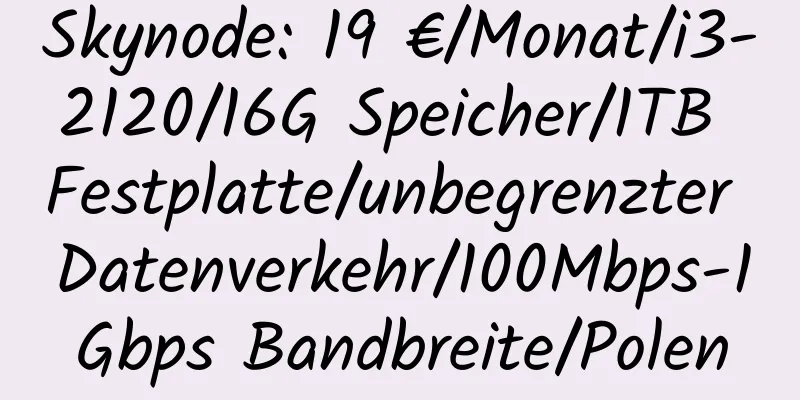 Skynode: 19 €/Monat/i3-2120/16G Speicher/1TB Festplatte/unbegrenzter Datenverkehr/100Mbps-1Gbps Bandbreite/Polen