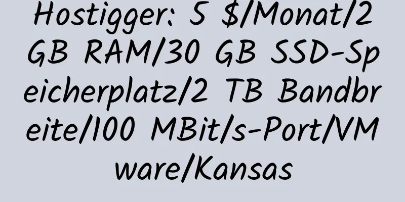 Hostigger: 5 $/Monat/2 GB RAM/30 GB SSD-Speicherplatz/2 TB Bandbreite/100 MBit/s-Port/VMware/Kansas