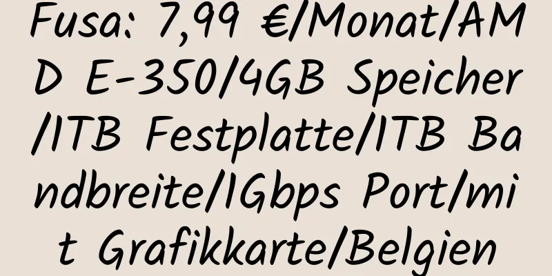 Fusa: 7,99 €/Monat/AMD E-350/4GB Speicher/1TB Festplatte/1TB Bandbreite/1Gbps Port/mit Grafikkarte/Belgien