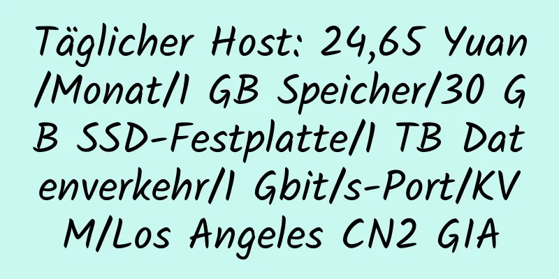 Täglicher Host: 24,65 Yuan/Monat/1 GB Speicher/30 GB SSD-Festplatte/1 TB Datenverkehr/1 Gbit/s-Port/KVM/Los Angeles CN2 GIA