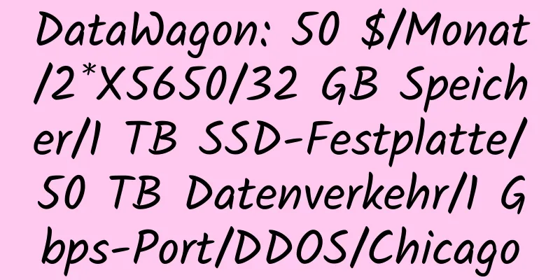 DataWagon: 50 $/Monat/2*X5650/32 GB Speicher/1 TB SSD-Festplatte/50 TB Datenverkehr/1 Gbps-Port/DDOS/Chicago