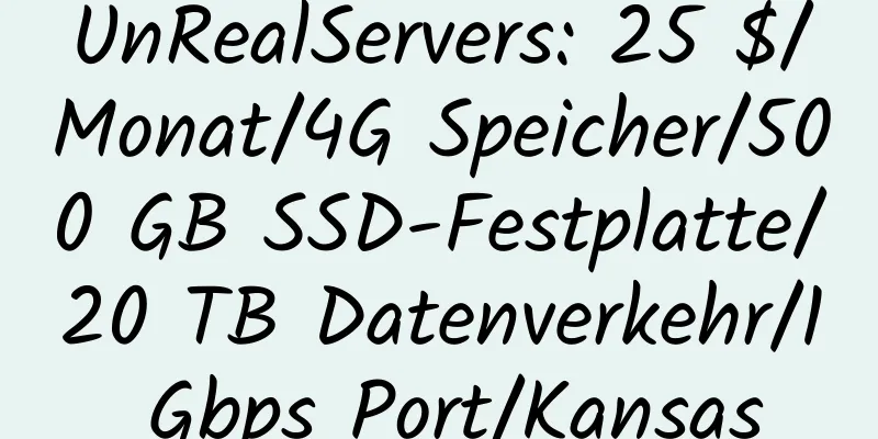 UnRealServers: 25 $/Monat/4G Speicher/500 GB SSD-Festplatte/20 TB Datenverkehr/1 Gbps Port/Kansas