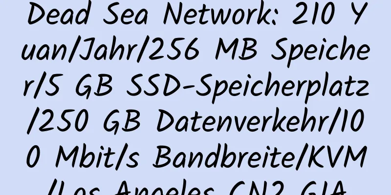 Dead Sea Network: 210 Yuan/Jahr/256 MB Speicher/5 GB SSD-Speicherplatz/250 GB Datenverkehr/100 Mbit/s Bandbreite/KVM/Los Angeles CN2 GIA