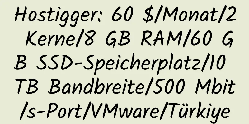 Hostigger: 60 $/Monat/2 Kerne/8 GB RAM/60 GB SSD-Speicherplatz/10 TB Bandbreite/500 Mbit/s-Port/VMware/Türkiye