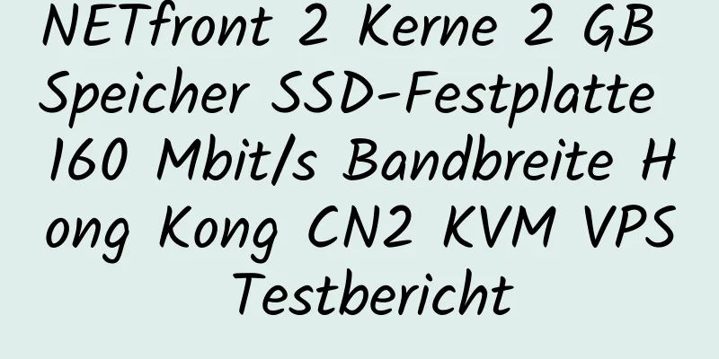 NETfront 2 Kerne 2 GB Speicher SSD-Festplatte 160 Mbit/s Bandbreite Hong Kong CN2 KVM VPS Testbericht