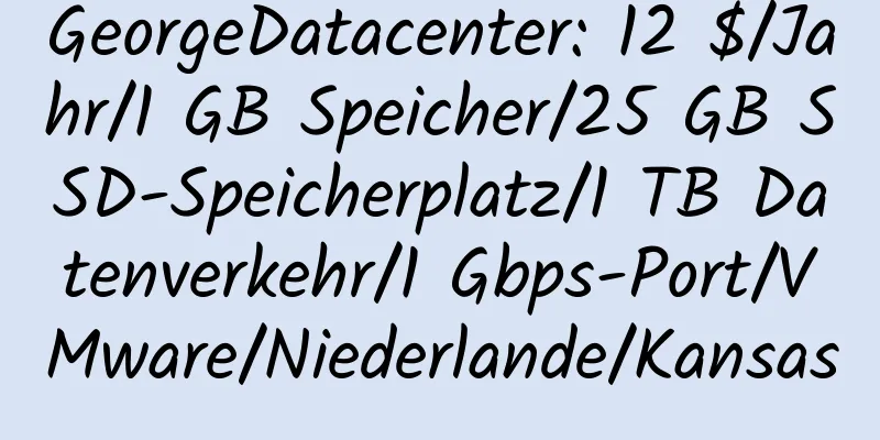 GeorgeDatacenter: 12 $/Jahr/1 GB Speicher/25 GB SSD-Speicherplatz/1 TB Datenverkehr/1 Gbps-Port/VMware/Niederlande/Kansas