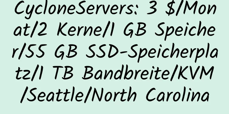 CycloneServers: 3 $/Monat/2 Kerne/1 GB Speicher/55 GB SSD-Speicherplatz/1 TB Bandbreite/KVM/Seattle/North Carolina