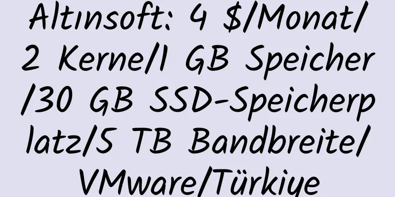 Altınsoft: 4 $/Monat/2 Kerne/1 GB Speicher/30 GB SSD-Speicherplatz/5 TB Bandbreite/VMware/Türkiye