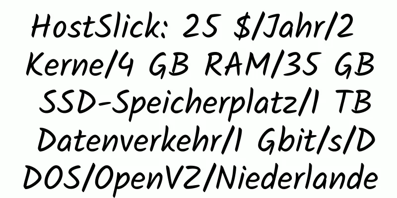 HostSlick: 25 $/Jahr/2 Kerne/4 GB RAM/35 GB SSD-Speicherplatz/1 TB Datenverkehr/1 Gbit/s/DDOS/OpenVZ/Niederlande