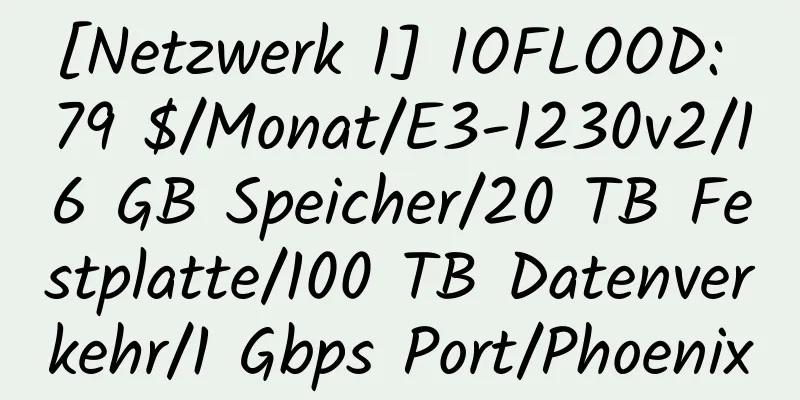 [Netzwerk 1] IOFLOOD: 79 $/Monat/E3-1230v2/16 GB Speicher/20 TB Festplatte/100 TB Datenverkehr/1 Gbps Port/Phoenix