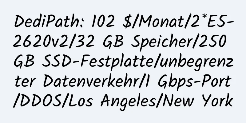 DediPath: 102 $/Monat/2*E5-2620v2/32 GB Speicher/250 GB SSD-Festplatte/unbegrenzter Datenverkehr/1 Gbps-Port/DDOS/Los Angeles/New York