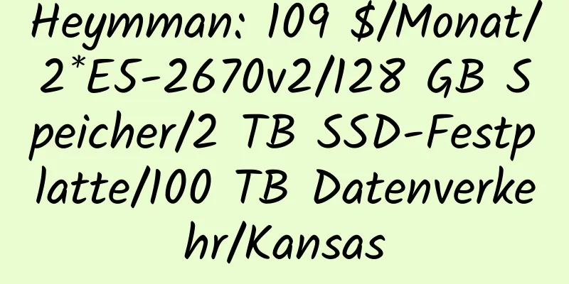 Heymman: 109 $/Monat/2*E5-2670v2/128 GB Speicher/2 TB SSD-Festplatte/100 TB Datenverkehr/Kansas