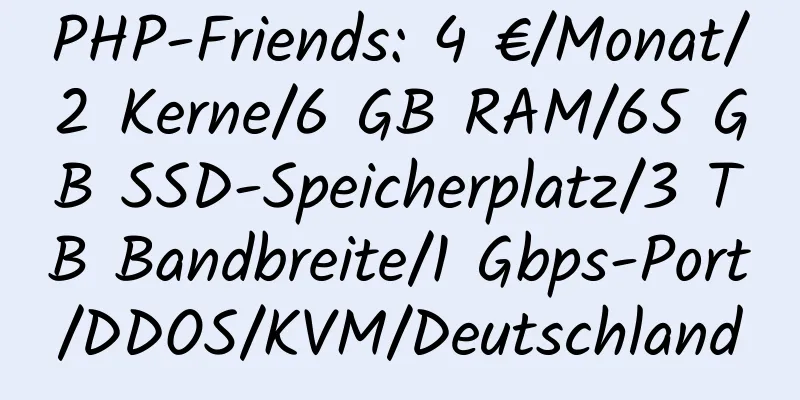 PHP-Friends: 4 €/Monat/2 Kerne/6 GB RAM/65 GB SSD-Speicherplatz/3 TB Bandbreite/1 Gbps-Port/DDOS/KVM/Deutschland