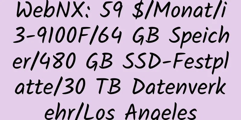 WebNX: 59 $/Monat/i3-9100F/64 GB Speicher/480 GB SSD-Festplatte/30 TB Datenverkehr/Los Angeles