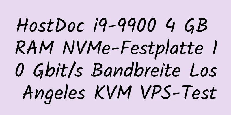 HostDoc i9-9900 4 GB RAM NVMe-Festplatte 10 Gbit/s Bandbreite Los Angeles KVM VPS-Test