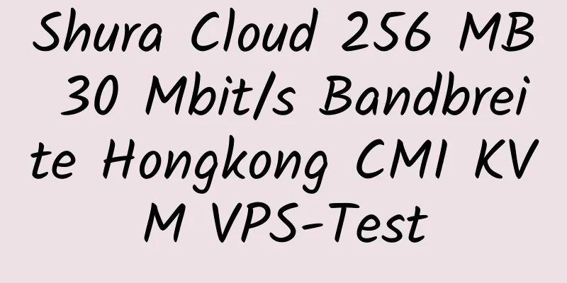 Shura Cloud 256 MB 30 Mbit/s Bandbreite Hongkong CMI KVM VPS-Test