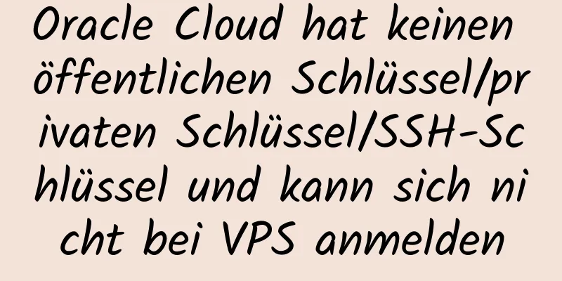 Oracle Cloud hat keinen öffentlichen Schlüssel/privaten Schlüssel/SSH-Schlüssel und kann sich nicht bei VPS anmelden