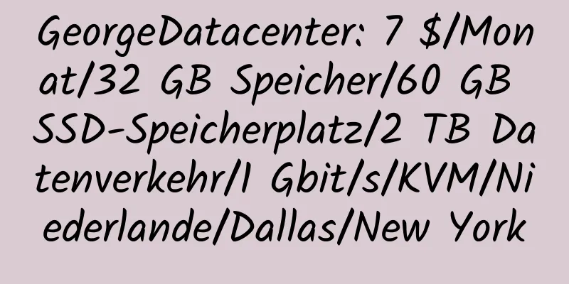 GeorgeDatacenter: 7 $/Monat/32 GB Speicher/60 GB SSD-Speicherplatz/2 TB Datenverkehr/1 Gbit/s/KVM/Niederlande/Dallas/New York