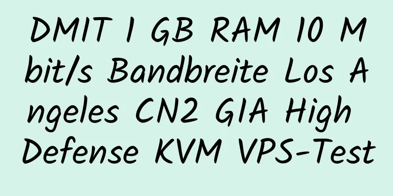 DMIT 1 GB RAM 10 Mbit/s Bandbreite Los Angeles CN2 GIA High Defense KVM VPS-Test