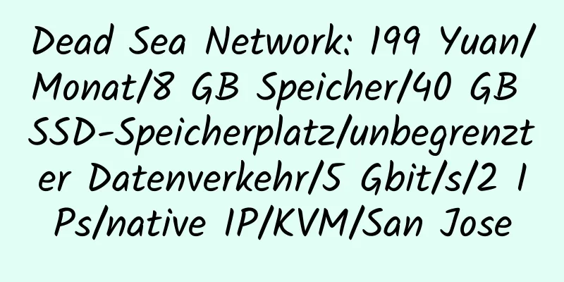 Dead Sea Network: 199 Yuan/Monat/8 GB Speicher/40 GB SSD-Speicherplatz/unbegrenzter Datenverkehr/5 Gbit/s/2 IPs/native IP/KVM/San Jose