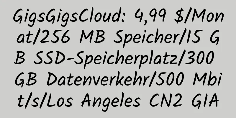 GigsGigsCloud: 4,99 $/Monat/256 MB Speicher/15 GB SSD-Speicherplatz/300 GB Datenverkehr/500 Mbit/s/Los Angeles CN2 GIA