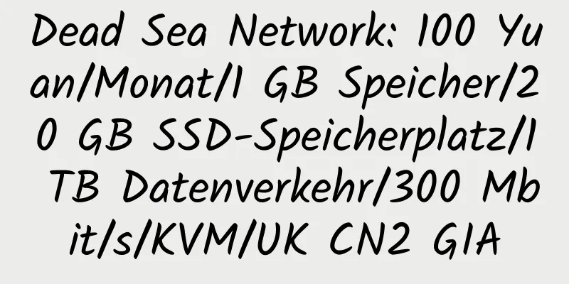 Dead Sea Network: 100 Yuan/Monat/1 GB Speicher/20 GB SSD-Speicherplatz/1 TB Datenverkehr/300 Mbit/s/KVM/UK CN2 GIA