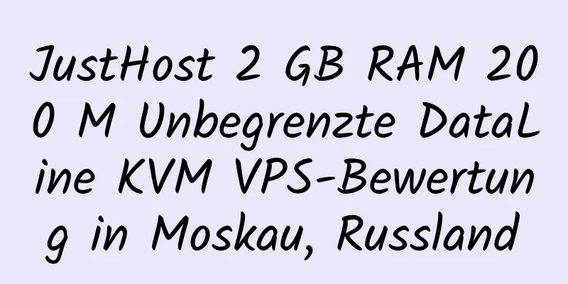 JustHost 2 GB RAM 200 M Unbegrenzte DataLine KVM VPS-Bewertung in Moskau, Russland