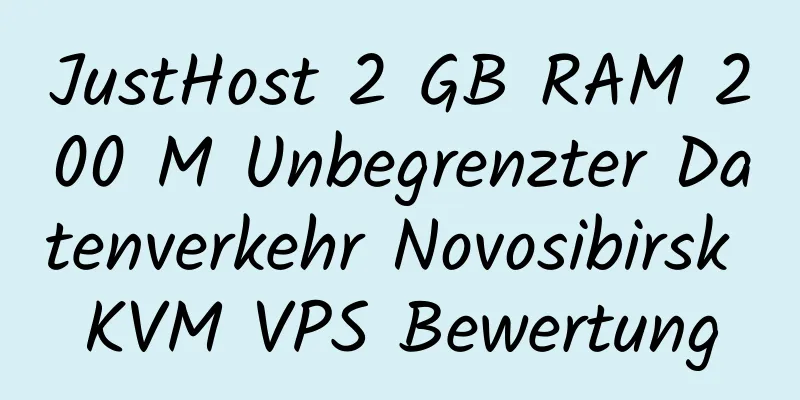 JustHost 2 GB RAM 200 M Unbegrenzter Datenverkehr Novosibirsk KVM VPS Bewertung