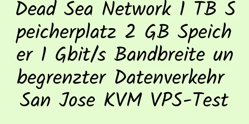 Dead Sea Network 1 TB Speicherplatz 2 GB Speicher 1 Gbit/s Bandbreite unbegrenzter Datenverkehr San Jose KVM VPS-Test