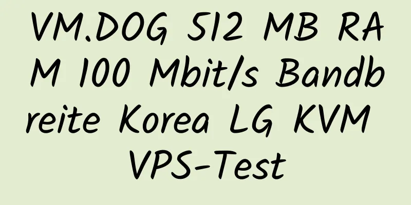 VM.DOG 512 MB RAM 100 Mbit/s Bandbreite Korea LG KVM VPS-Test