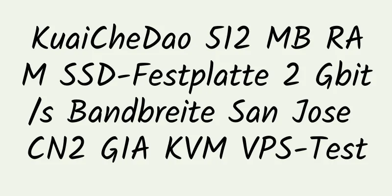 KuaiCheDao 512 MB RAM SSD-Festplatte 2 Gbit/s Bandbreite San Jose CN2 GIA KVM VPS-Test