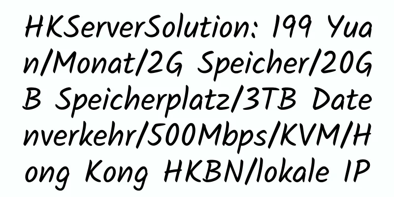 HKServerSolution: 199 Yuan/Monat/2G Speicher/20GB Speicherplatz/3TB Datenverkehr/500Mbps/KVM/Hong Kong HKBN/lokale IP