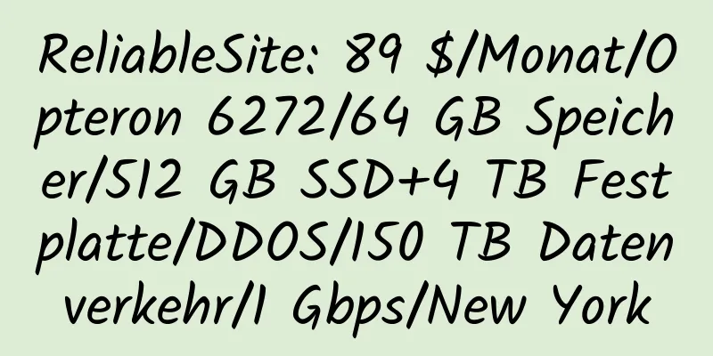 ReliableSite: 89 $/Monat/Opteron 6272/64 GB Speicher/512 GB SSD+4 TB Festplatte/DDOS/150 TB Datenverkehr/1 Gbps/New York