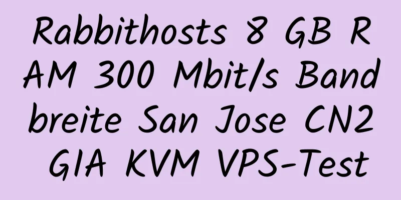 Rabbithosts 8 GB RAM 300 Mbit/s Bandbreite San Jose CN2 GIA KVM VPS-Test