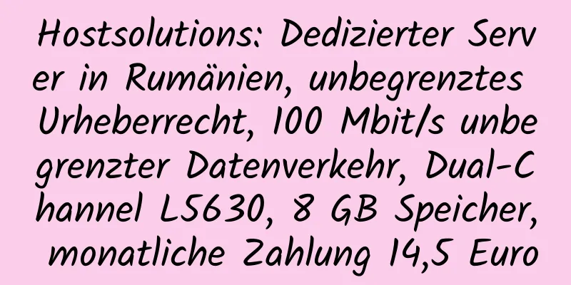 Hostsolutions: Dedizierter Server in Rumänien, unbegrenztes Urheberrecht, 100 Mbit/s unbegrenzter Datenverkehr, Dual-Channel L5630, 8 GB Speicher, monatliche Zahlung 14,5 Euro