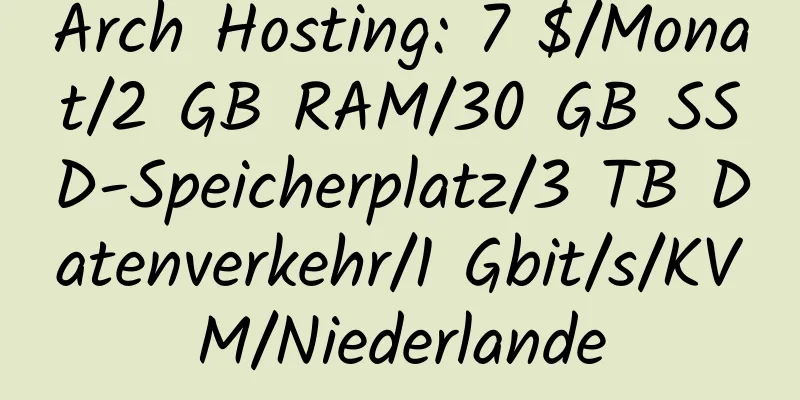 Arch Hosting: 7 $/Monat/2 GB RAM/30 GB SSD-Speicherplatz/3 TB Datenverkehr/1 Gbit/s/KVM/Niederlande