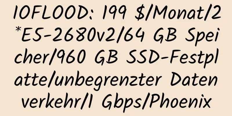 IOFLOOD: 199 $/Monat/2*E5-2680v2/64 GB Speicher/960 GB SSD-Festplatte/unbegrenzter Datenverkehr/1 Gbps/Phoenix