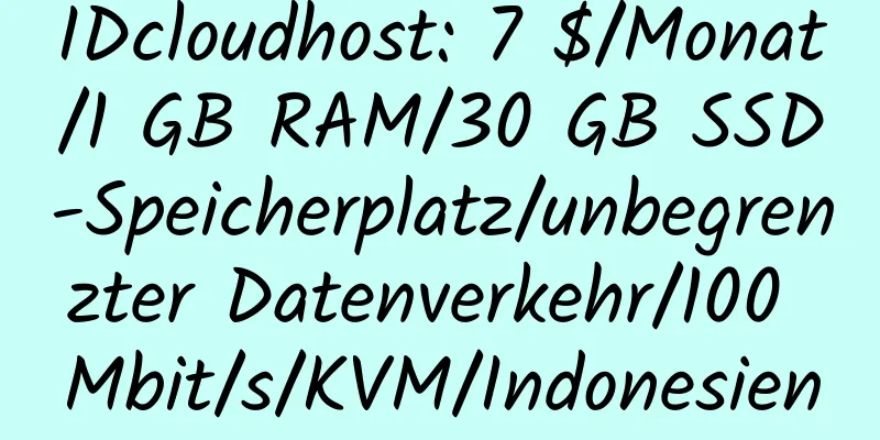 IDcloudhost: 7 $/Monat/1 GB RAM/30 GB SSD-Speicherplatz/unbegrenzter Datenverkehr/100 Mbit/s/KVM/Indonesien