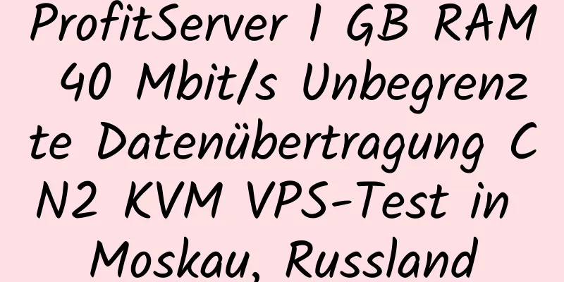 ProfitServer 1 GB RAM 40 Mbit/s Unbegrenzte Datenübertragung CN2 KVM VPS-Test in Moskau, Russland