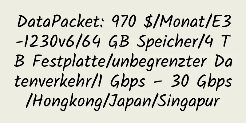 DataPacket: 970 $/Monat/E3-1230v6/64 GB Speicher/4 TB Festplatte/unbegrenzter Datenverkehr/1 Gbps – 30 Gbps/Hongkong/Japan/Singapur